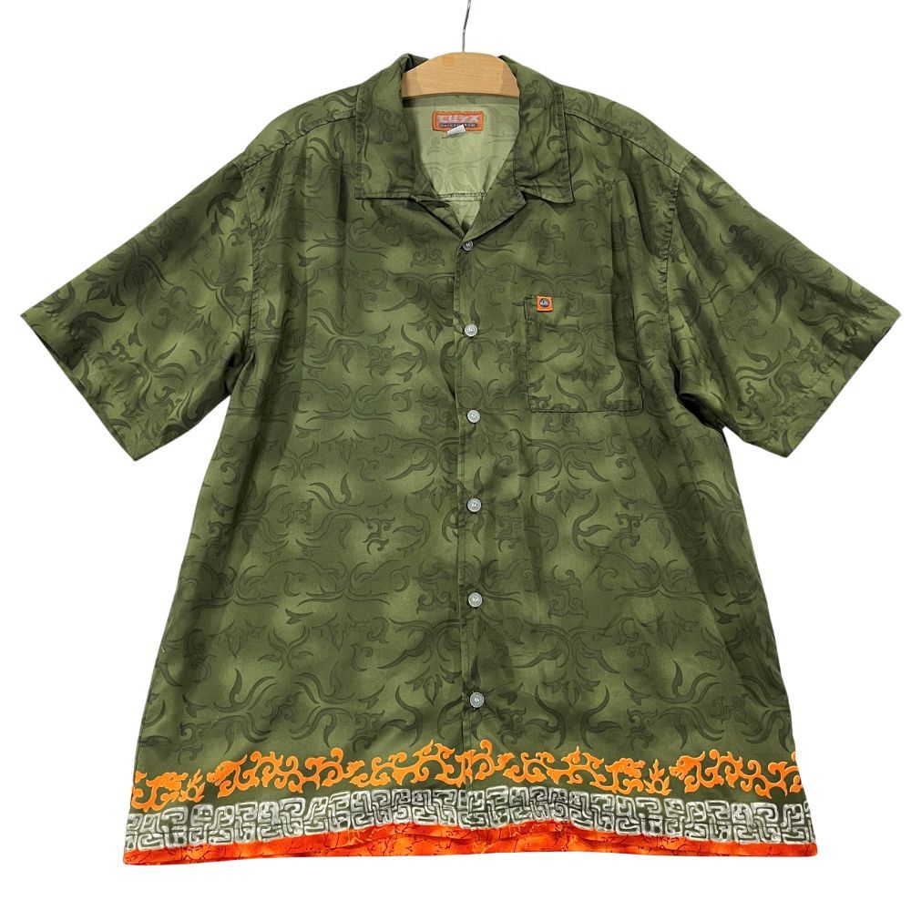 Y2K Quiksilver Button Up Shirt Flames Fire Hawaii Abstract Made in USA Sz XL